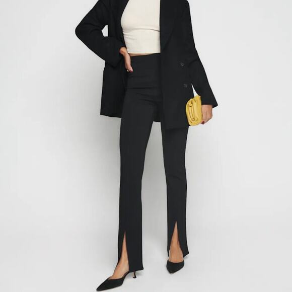 Reformation Fletcher Pant Stretchy Split Hem Pull On Trousers - Picture 1 of 11